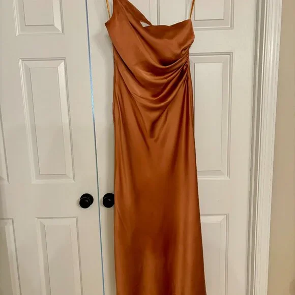 Revelry Jade Satin Dress | Copper - 725 - Picture 2 of 6